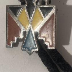 Vintage Silver And Turquoise Bolo Tie Eagle