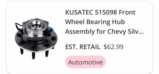 Wheel bearing hub assembly for Chevy Silverado