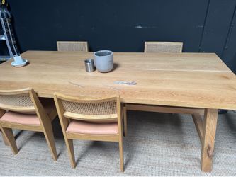 Stockholm Wooden Table and Rattan Chair