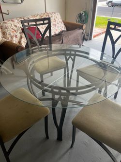Glass table 4 chairs