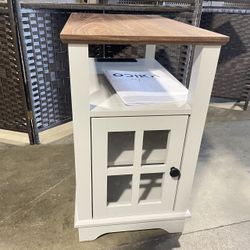 Brand new End Table with Charging Station, Shelves for Storage, night stand gray color, 24*14*24in