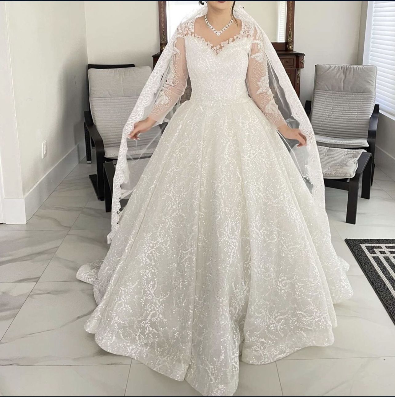 Wedding Dress With Vail