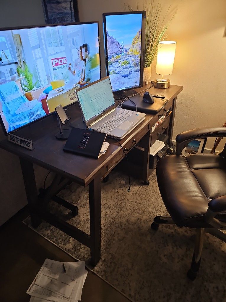 Desk, Printer Stand, Chair