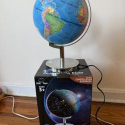 Light-Up World Globe – Modern Chrome Stand – Beautiful Condition