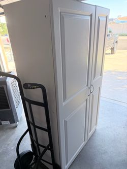 Large White Storage Cabinet with Doors