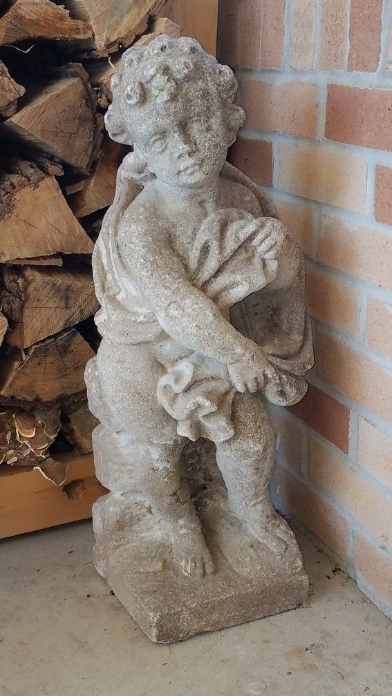 Vintage Concrete Cherub Garden Statue