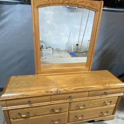 Dresser With Mirror All Wood 