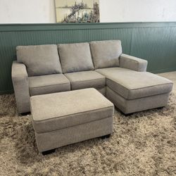 Gray Sectional Sofa with Ottoman 