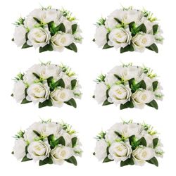 Flower Centerpieces for Wedding Tables: Wedding Table Decorations White Flower Balls Centerpieces for Engagement Cerebration Party Center Pieces 6 Pac