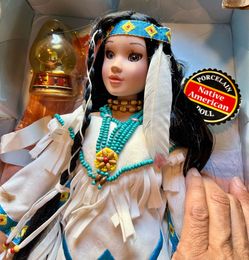 Porcelain Native American doll