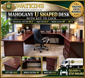 π’ Large Mahogany U-Shaped Executive Office Desk β Delivery Available