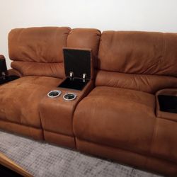 Suede Reclining LoveSeat Sofa