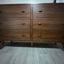 New Dresser With Curved Corners.  Pine Wood / Walnut Finish.  62x17x36H.  Free Delivery!