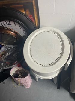White Round Side Table with Croc Texture