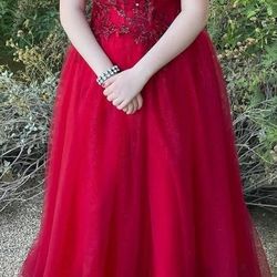 Prom, Graduation, Quinceanera Dress, Red Corset Full Length, size 10