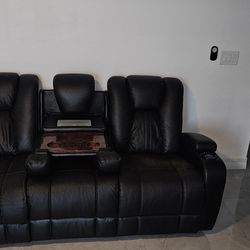 Microfiber black leather sofa Sectional and love seat. Sectional electric Recliners 