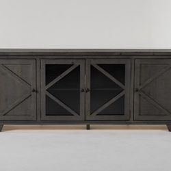 Sinclair II Grey 78 Inch TV Stand With Glass Doors