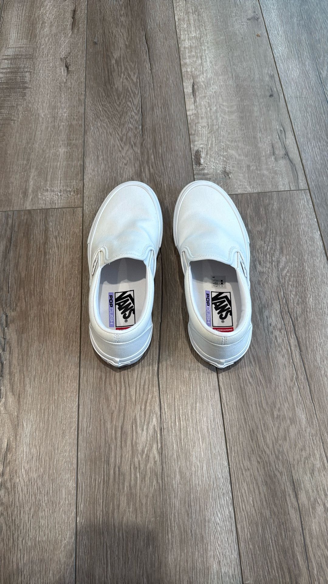 White Slip On Vans - Men’s Size 6 / Women’s Size 7.5