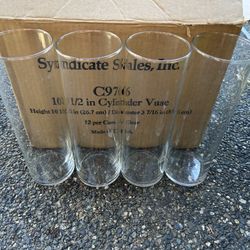 11 Pcs 10 1/2 Inches tall Clear Glass Cylinder Vases, Bulk Sell of Table Flower Vases for Home, Wedding Centerpieces,Party, Anniversary Ceremony.