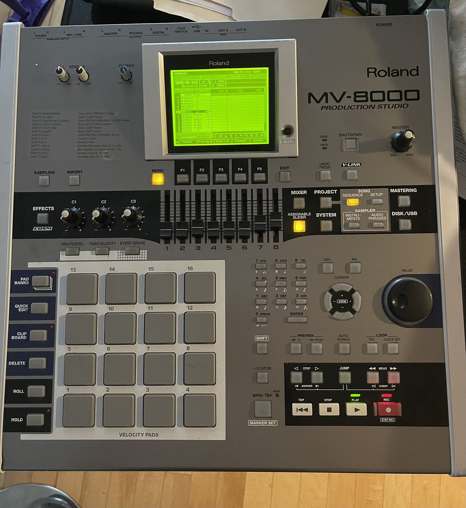 Roland MV-8000 Production Studio Sampler MIDI Sequencer Workstation. East Orange