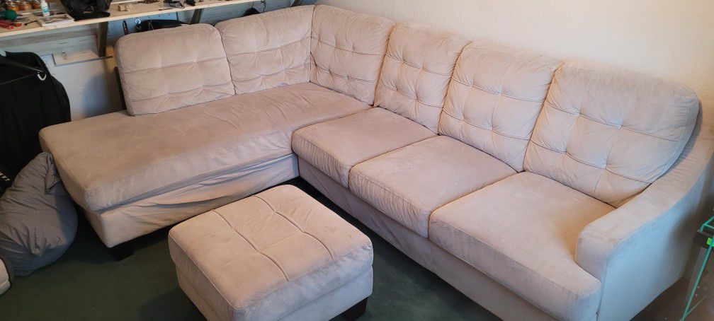 Tan Suede Sectional Couch