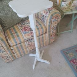 Vintage Extra Tall White Wood Plant Stand 