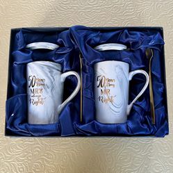 50th Anniversary Mr Right and Mrs Always Right Coffee Mug Golden Spoon