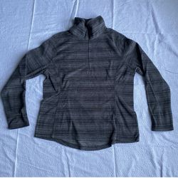 Old Navy 1/4 Zip Fleece Shirt Long Sleeve Striped Mock Neck Black/Gray Women's L