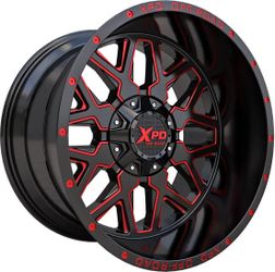 Set de rines rojos con negros en  22”con pack de gomas new