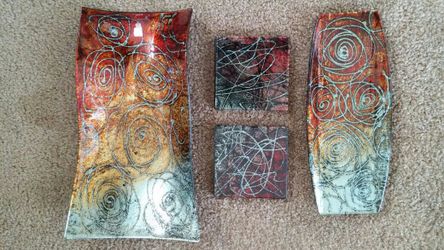 6 piece decor hand blown glass ware.