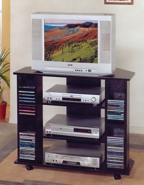Stamos Black Finish Living Room TV Stand
