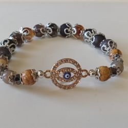 Stackable Evil Eye Bracelet with large round evil eye charm