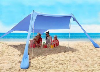 FBSPORT Beach Tent Sun Shelter, Portable Beach Shade Canopy UPF50+ With Sandbags For Outdoor Family Camping, Fishing, Backyard Fun, Picnic, 7 X 7ft