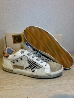 NIB Golden Goose Superstar Double Quarter Sneakers Shoes White Real Cow Fur EU 37 US 7