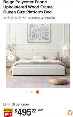 NEW IN BOX QUEEN SIZE UPHOLSTERED BED FRAMENO MATTRESS INCLUIDED