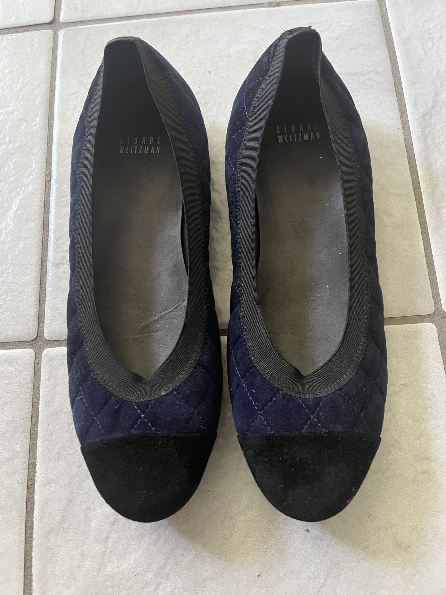 Stuart Weitzman quilted blue suede Flats size 9.5M