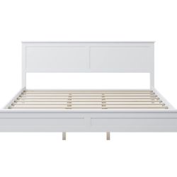 LZ LEISURE ZONE Modern Style Solid Wood King Size bed frame