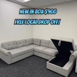 U Shape Sectional Couch 🛋️ Brand New In Box Pull Out Sleep Bed Couch With Storage Available In Dark Gray Free Local Drop Off ‼️