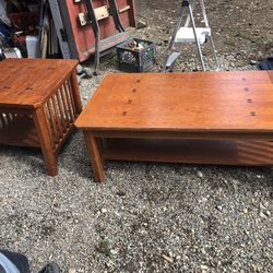 Solid Wood Coffee Table W/matching End Table
