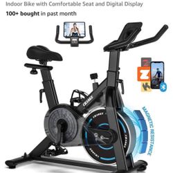 Exercise Bike, 300LB Capacity Stationary Bike for Home with App Com