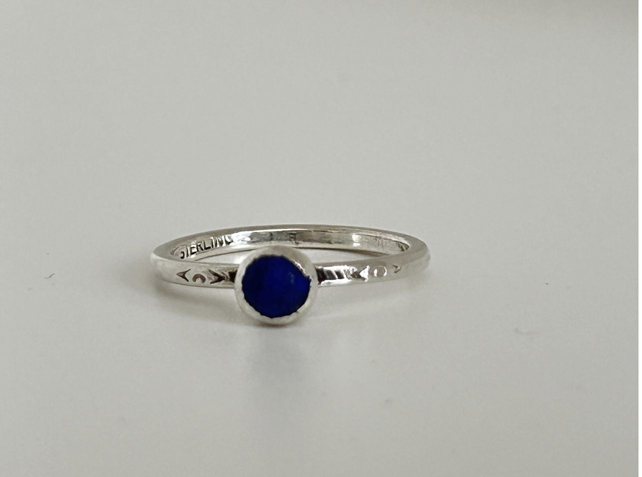 Sterling Silver With Blue Stone Stacker Style Ring