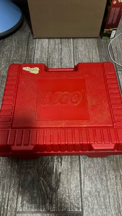 LEGO 1985 Vintage Red Plastic Storage Suitcase Carry Case 12" x 15"  Made in USA