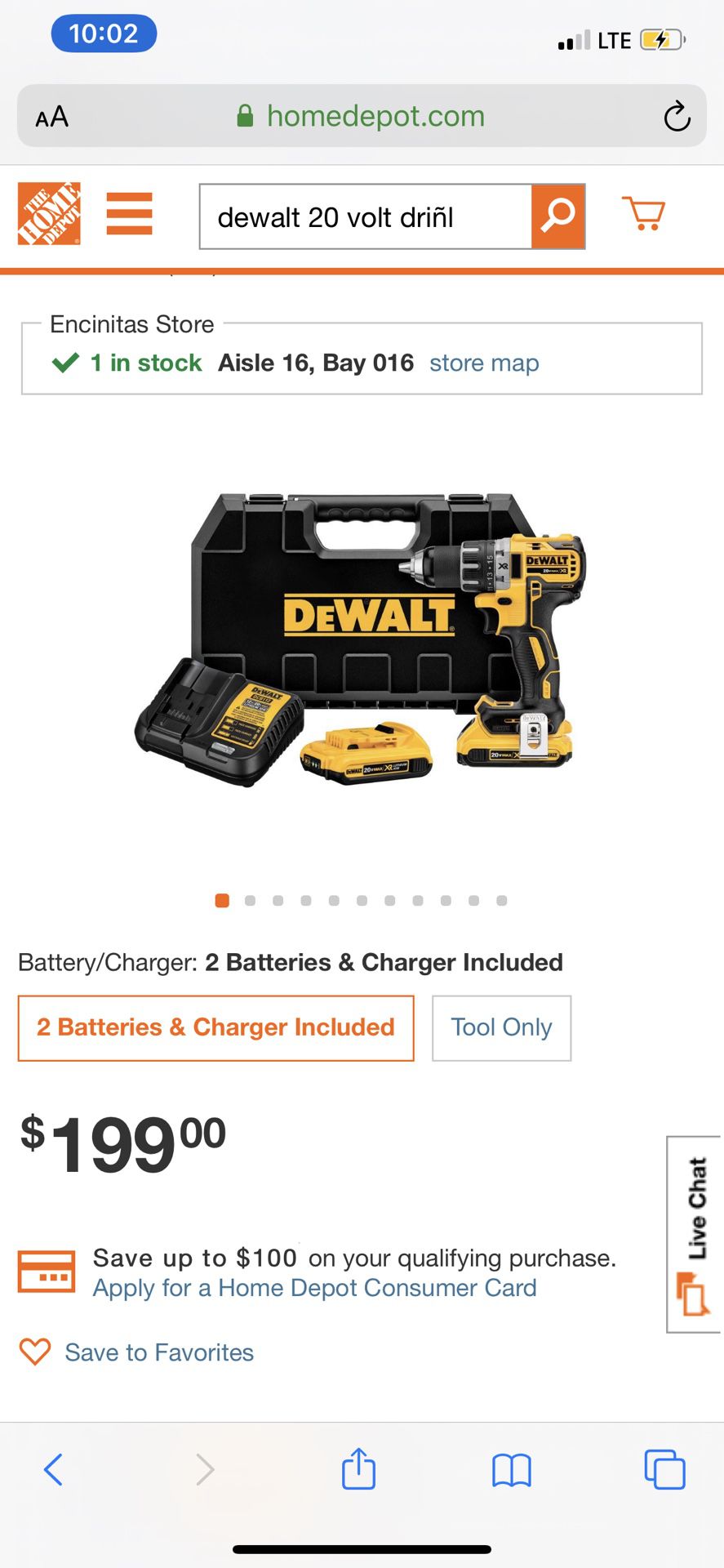 DeWALT drill set with two batteries brand new
