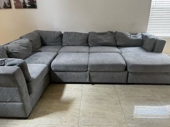 Large Grey Double Chaise Sleeper Sectional with Storage
