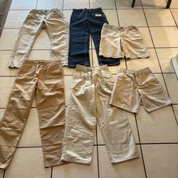 Lot of 6 Boys School Uniform Pants Shorts Size 10 Husky Levis French Toast Khaki