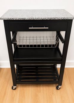 Rolling Storage Cart + Wood Tray Set
