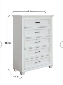 Rose 5 drawers white  chest