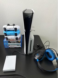 PS5 Slim Disc Edition Bundle – 1TB, 3 Controllers, 5TB SeaGate Hard Drive & More!