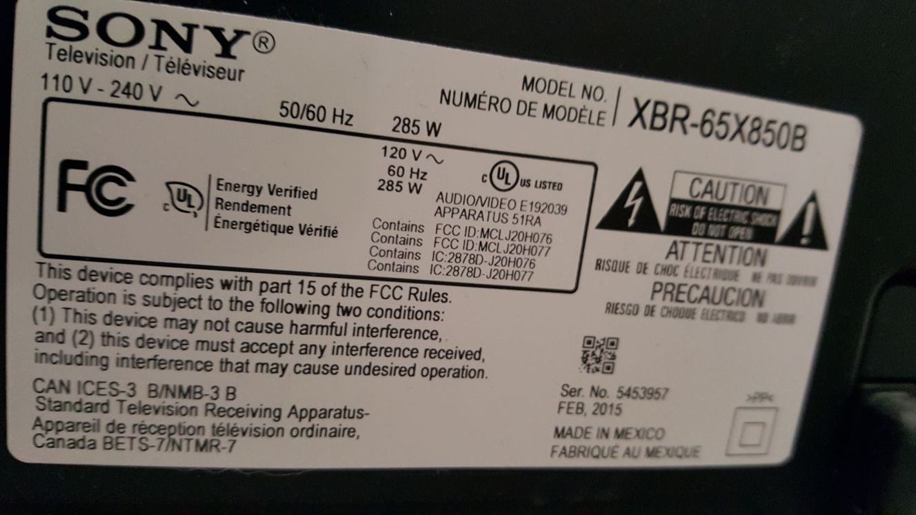 Sony bravia xbr-65x850b