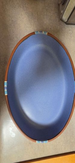 Dansk Mesa Sky Blue stoneware oval platter